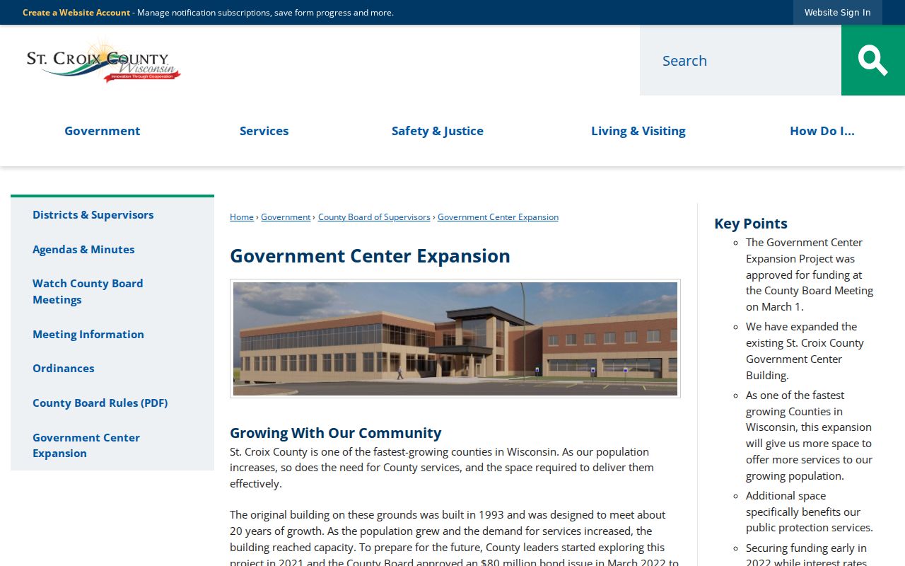 St. Croix County court docket access and Government Center expansion
