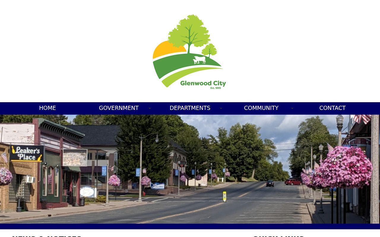 Official Glenwood City municipal homepage used as the court contact starting point